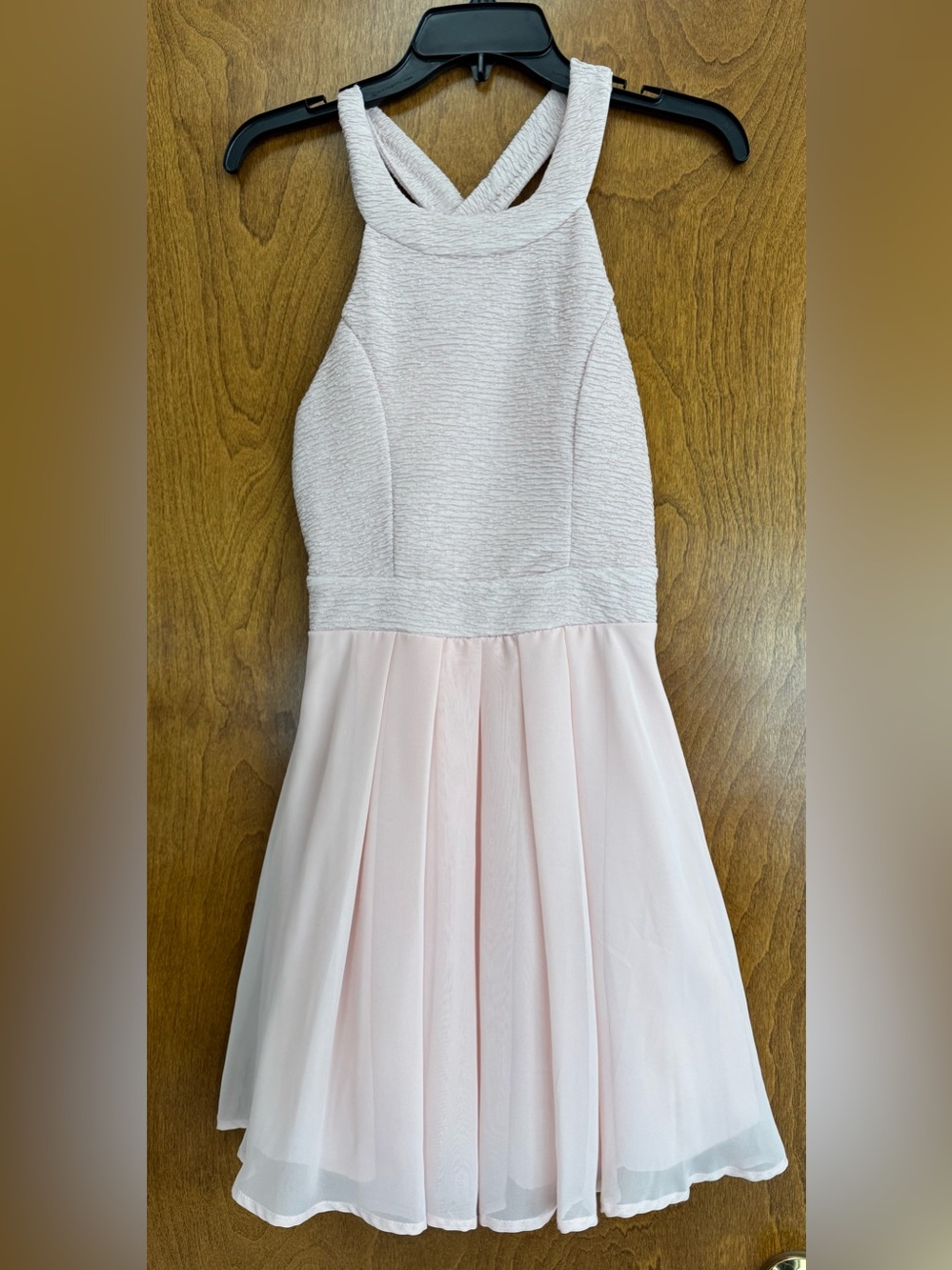 NEW Light Pink Halter Fit-and-Flare Dress. Size S